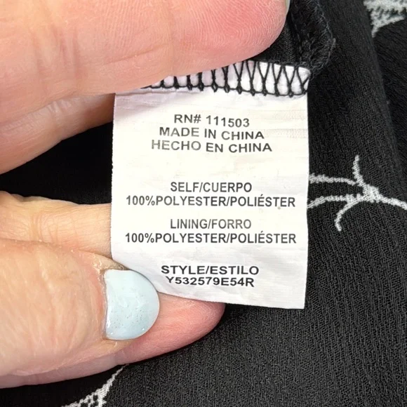 AUW Off Shoulder Capri Jumpsuit Floral Wide Leg Lined Black White 16 Flowy - Picture 9 of 13